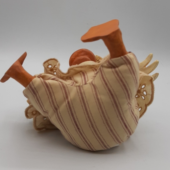 Vintage Russ Berrie & Co The Country Folks DARLA Duck Fabric Straw & Resin 5" - Picture 7 of 8